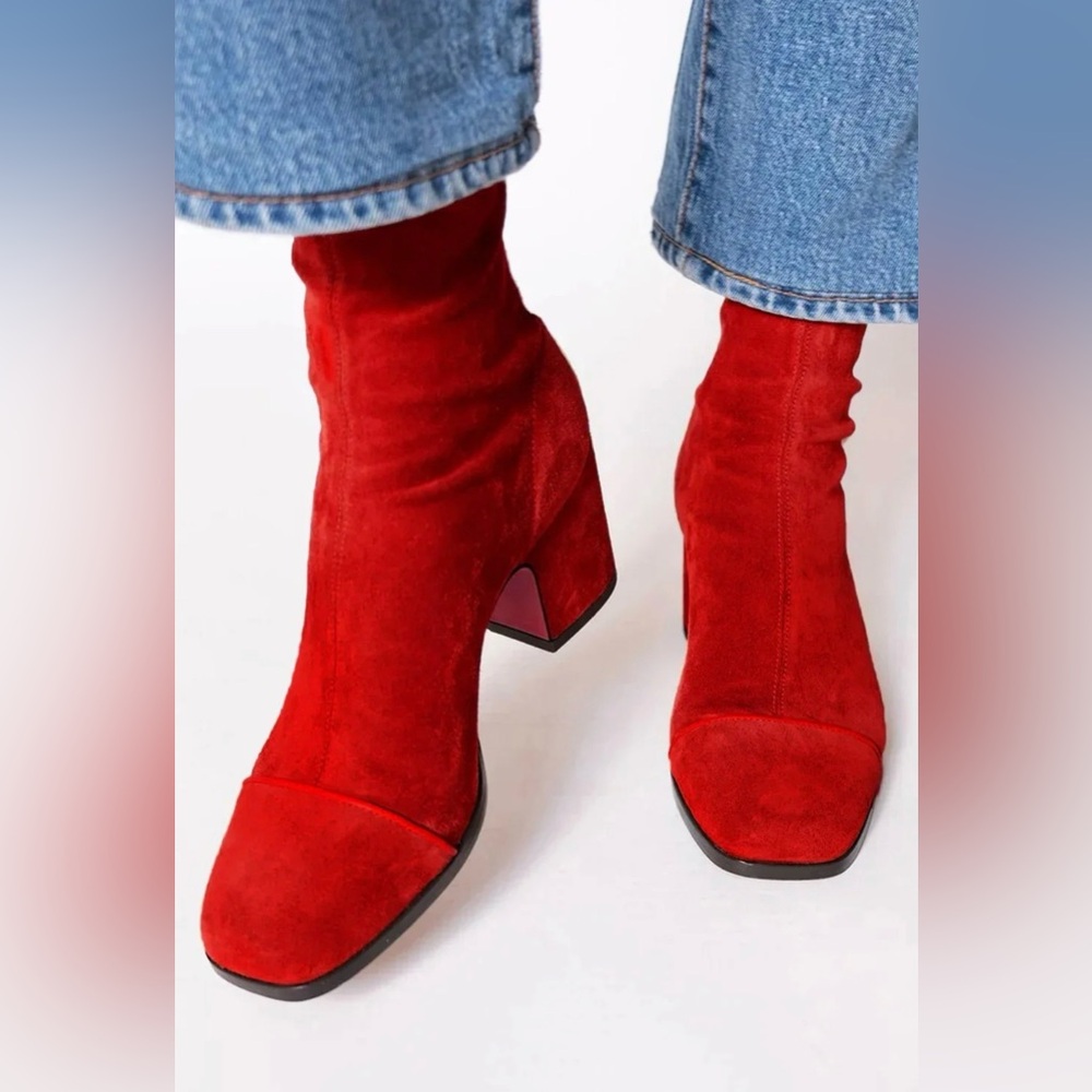 Chic Red and White Ankle Booties